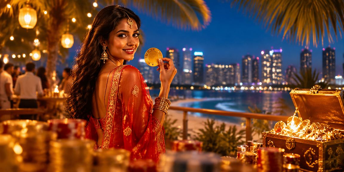 Indian woman with saree engaging in cricket betting online